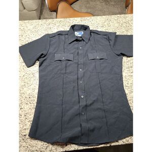 MENS LIBERTY UNIFORM ZIPPER BLACK 100% DACRON POLYESTER‎ L BUTTON SHIRT